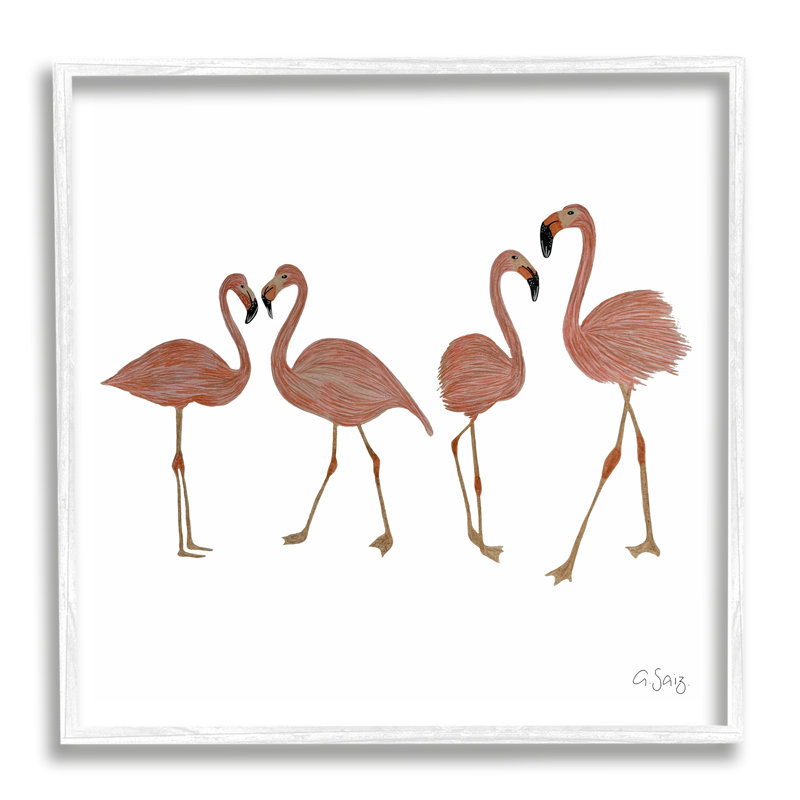 Mur d'illustrations d'oiseaux flamants roses se mélangeant à Ale Saiz Studio, L 17 po x H 17 po