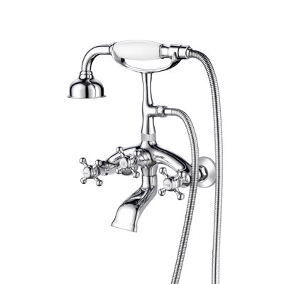 3 Handle Bathroom Clawfoot Tub Faucet with Diverter