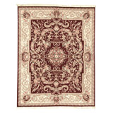Hand Knotted Wool Area Rug in Wine And Cream