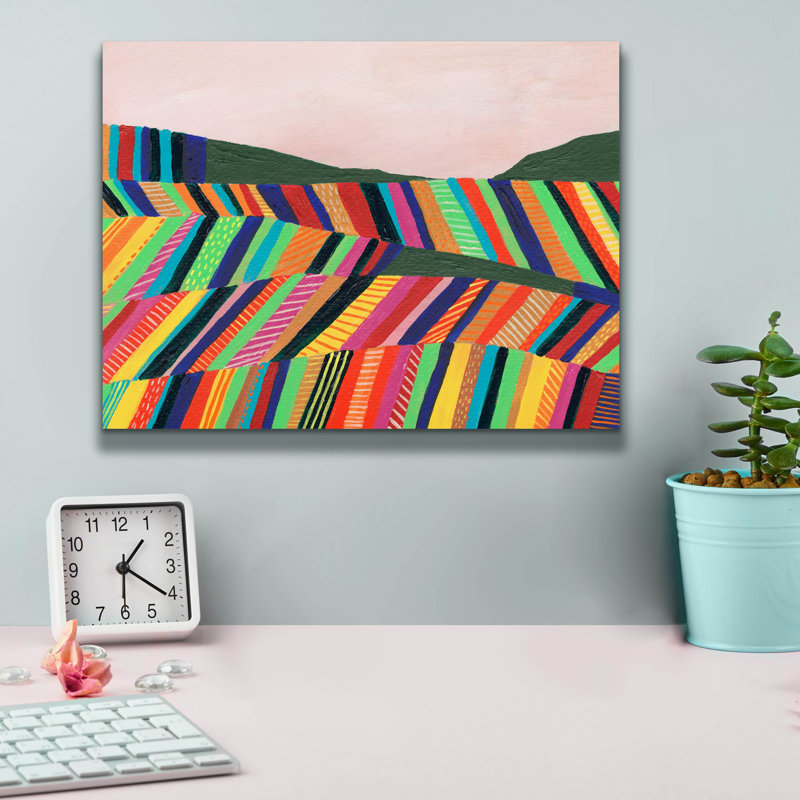 «Rainbow Fields I» par Regina Moore, H 12 po x l 16 po x P 0,75 po