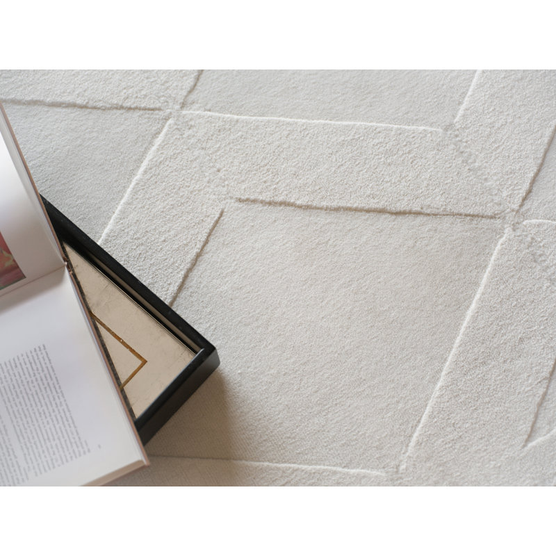 Brunello Modern Handmade Silky Nylon White Area Rug, Rectangle 4' x 6'