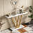 Modern Console Table With Faux Marble Top, Behind Couch Table-1623968774