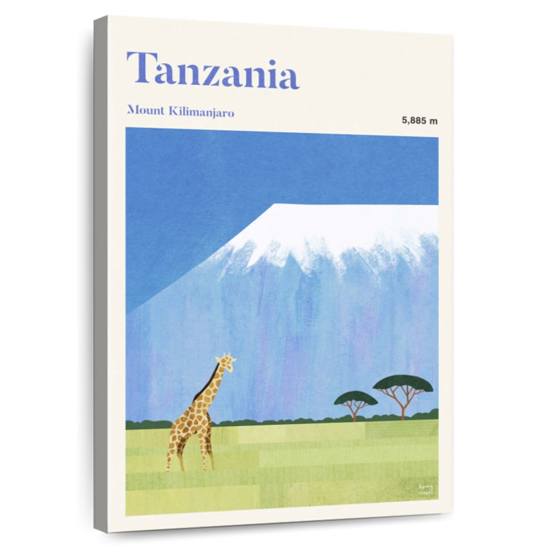 Nicci Tanzania Kilimanjaro Retro Travel Poster, 24" H x 16" W