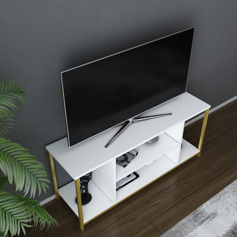 Rina TV Stand for TVs up to 50", Gold/White