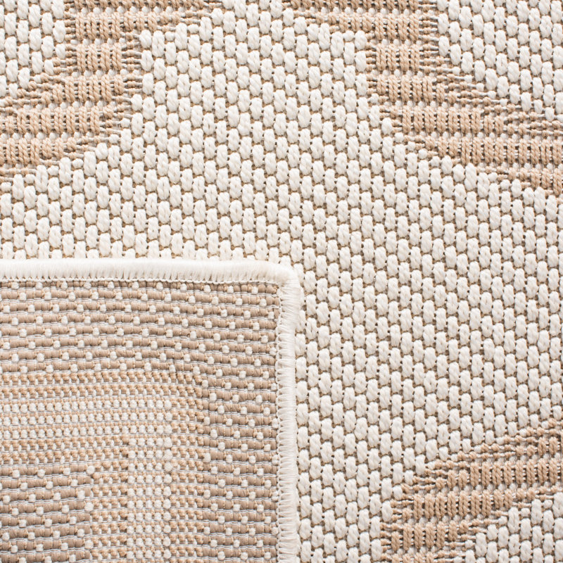 Murielle Geometric Beige/Ivory Area Rug, Square 5'3"