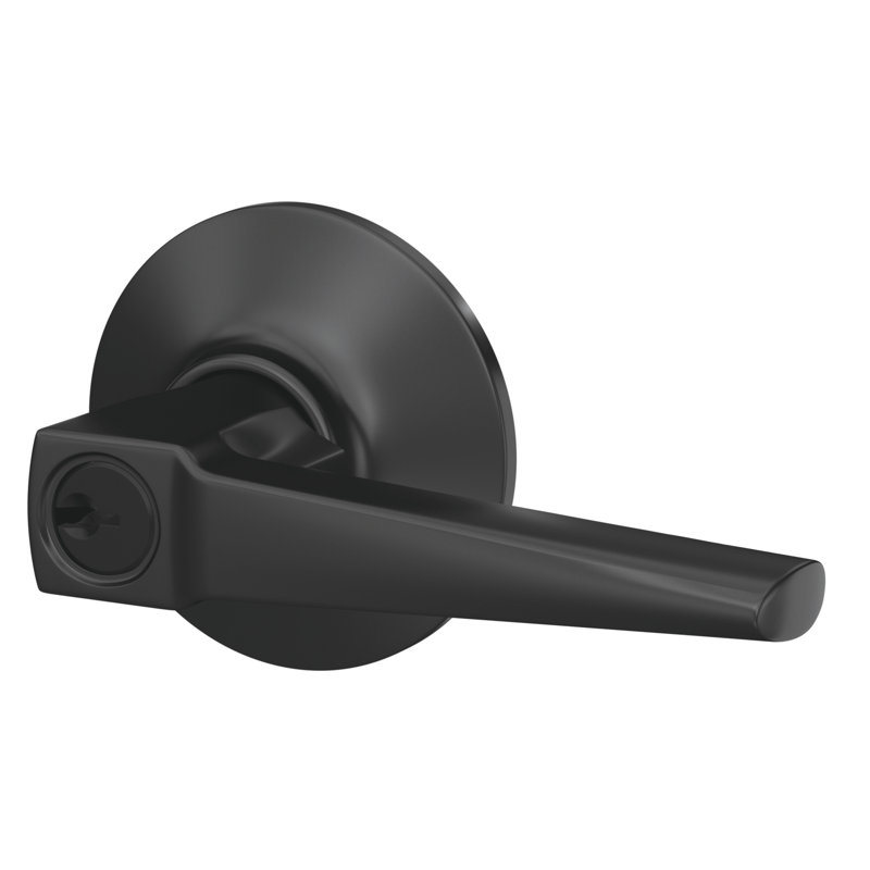Eller Keyed Entry Lever with Plymouth Trim, Matte Black, Keyed Alike, Yes