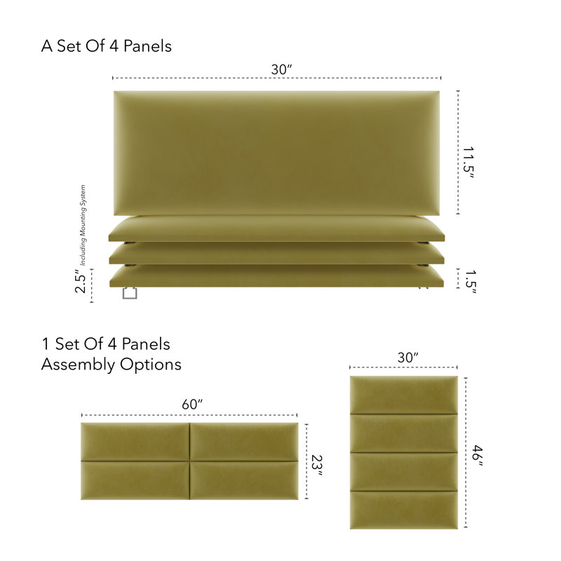 Velvet Wall Paneling in Olive Moss