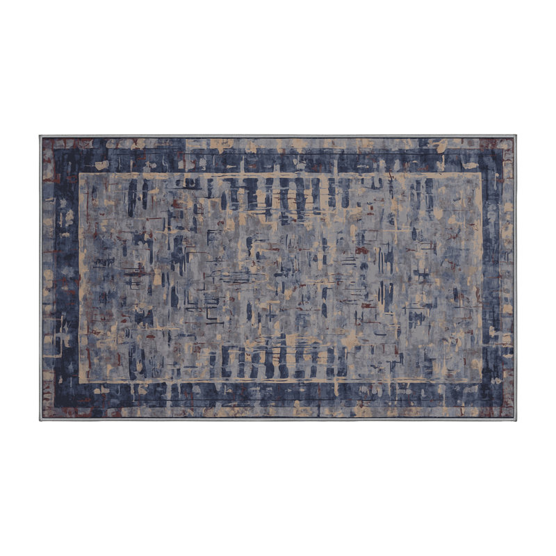 Machine Washable Gray Area Rug, Rectangle 7' x 10'