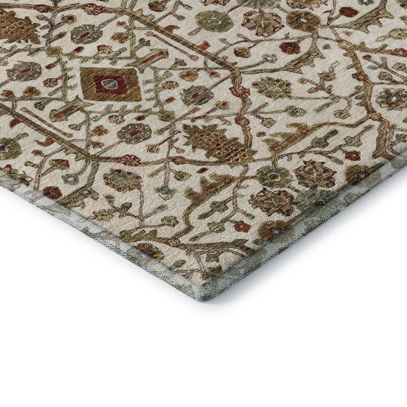 Premium Machine Washable Ducote AMF1130 Global Rug, Round 8'