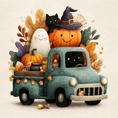 Citrouille et fantôme, art mural d'Halloween sur toile tendue