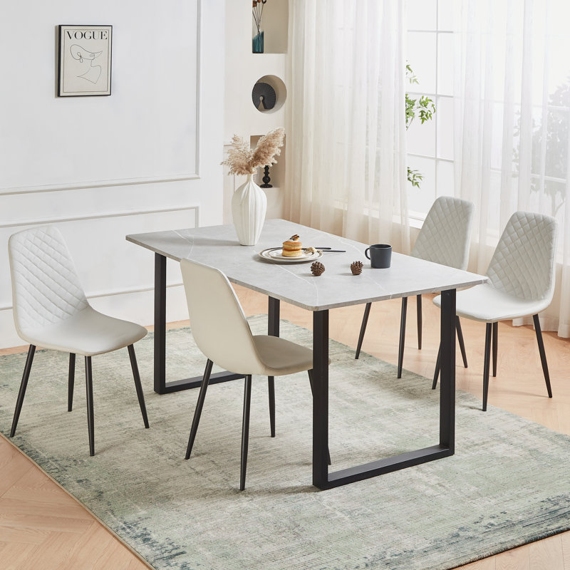 Walpole Modern Upholstered Faux Leather Dining Chair, Cream