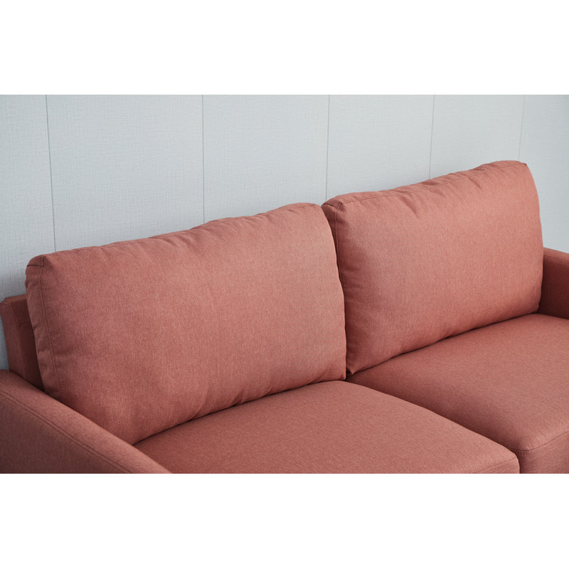 Seaddon Square Arm Sofa, Coral Linen Blend, 35" H x 58" W x 32" D