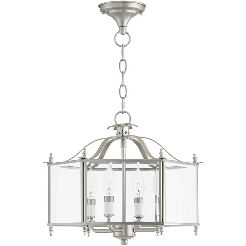 Lustre tambour 4 lumières Azita, Nickel brossé