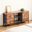 Meuble télé 43 pouces avec 4 tiroirs en tissu et tablettes ouvertes, console multimédia avec design en maille métallique pour le salon et la chambre à coucher
