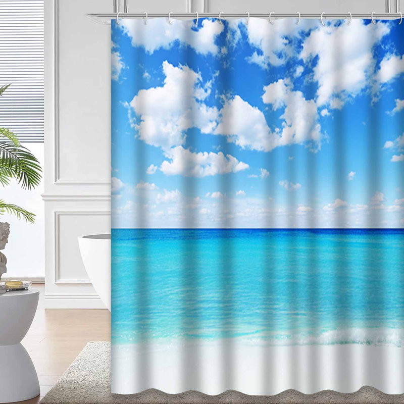 Magnifique paysage tropical avec 12 crochets, L 72 po x l 84 po
