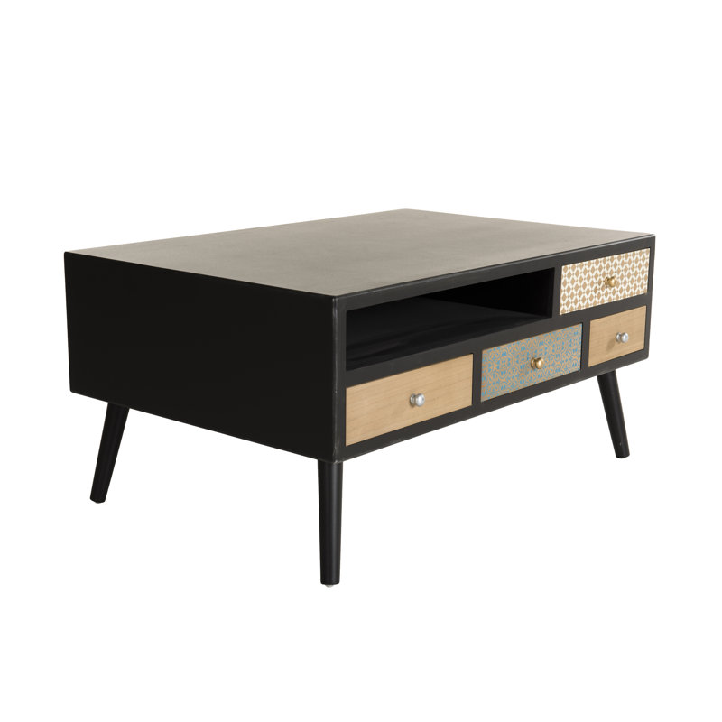 Goodlett Solid Wood Four Leg Coffee Table with Storage