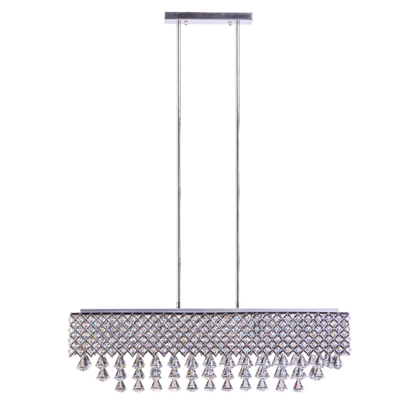 Luminaire suspendu à del rectangulaire 10 lumières avec accents de cristal Seneca