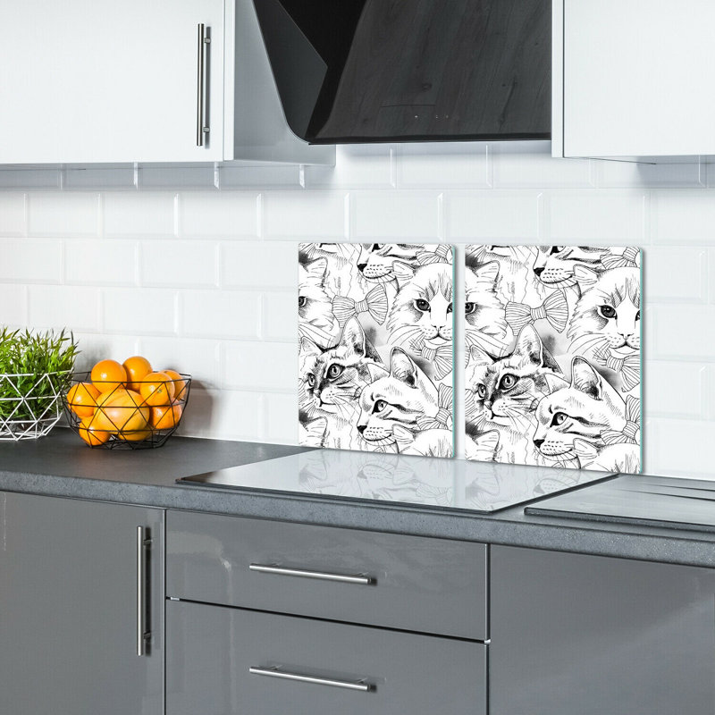 Leeloo Tempered Glass Cats Chopping Board, 52cm x 30cm