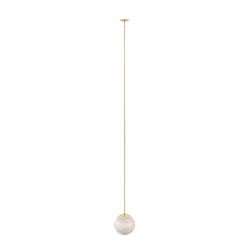 Marbled Globe 1 - Light Pendant, 11.81" H x 11.81" W x 11.81" D, Burnished Brass