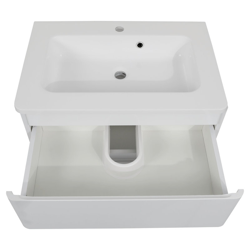 Ensemble de meuble-lavabo mural avec lavabo Hach, Blanc ultrabrillant