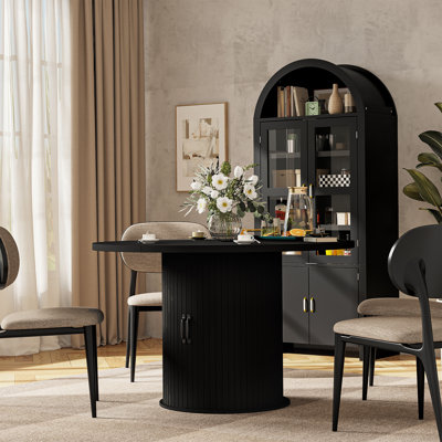 Table de salle à manger ronde 47 po avec armoire de rangement pour garde-manger de 71 po de hauteur