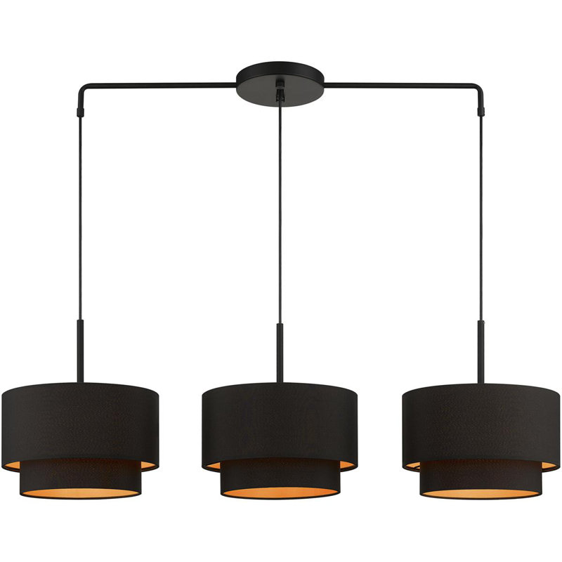 Luminaire suspendu cylindrique à 3 lumières DEL, Noir