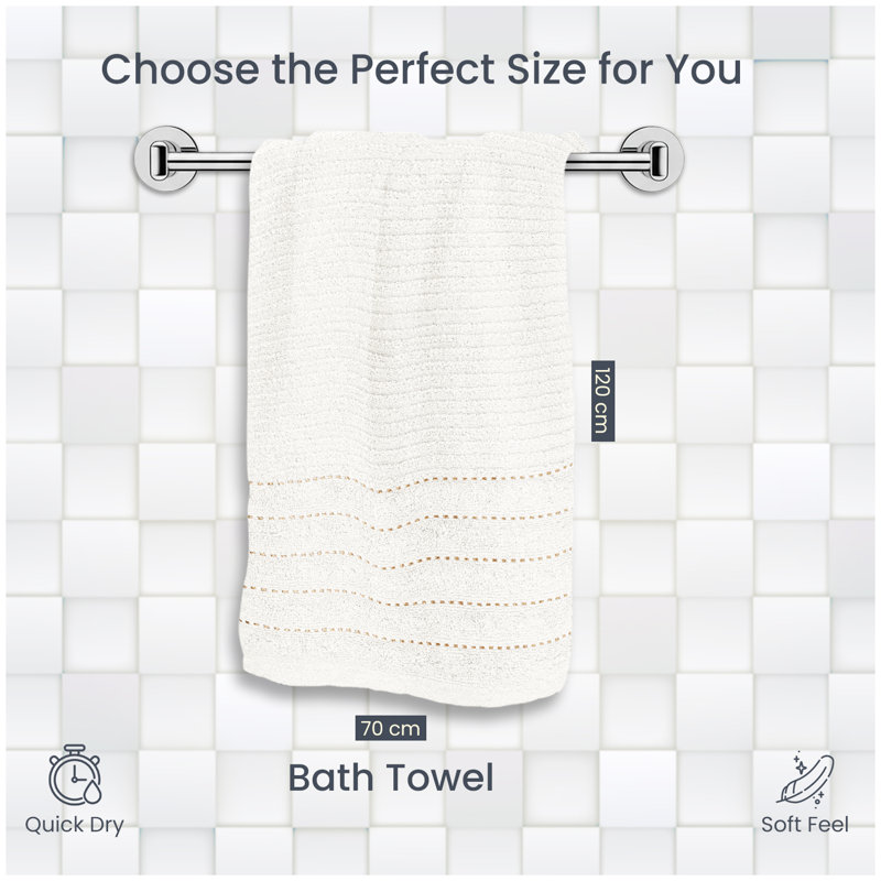Pack of 4 Ribbed Cotton Towels, Hand, Bath Towels & Sheets, Premium Soft Feel, Quick Dry & Highly Absorbent Towelette, White