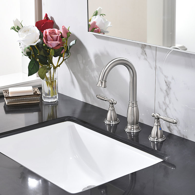 Robinet de salle de bain à large entraxe avec bonde, Argent
