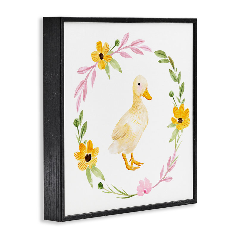 «Duckling with Daisy Wreath», art de la giclée encadrée par Enya Todd, Noir, H 24 po x l 24 po