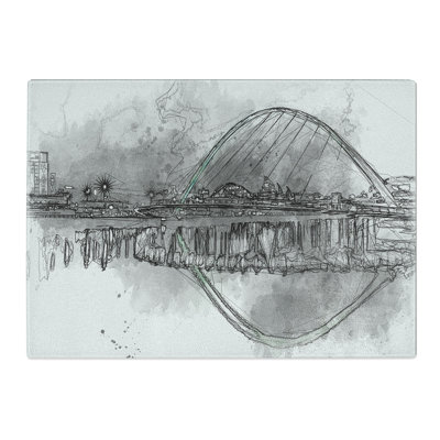 Tempered Glass Gateshead Millennium Bridge Sketch Chopping Board