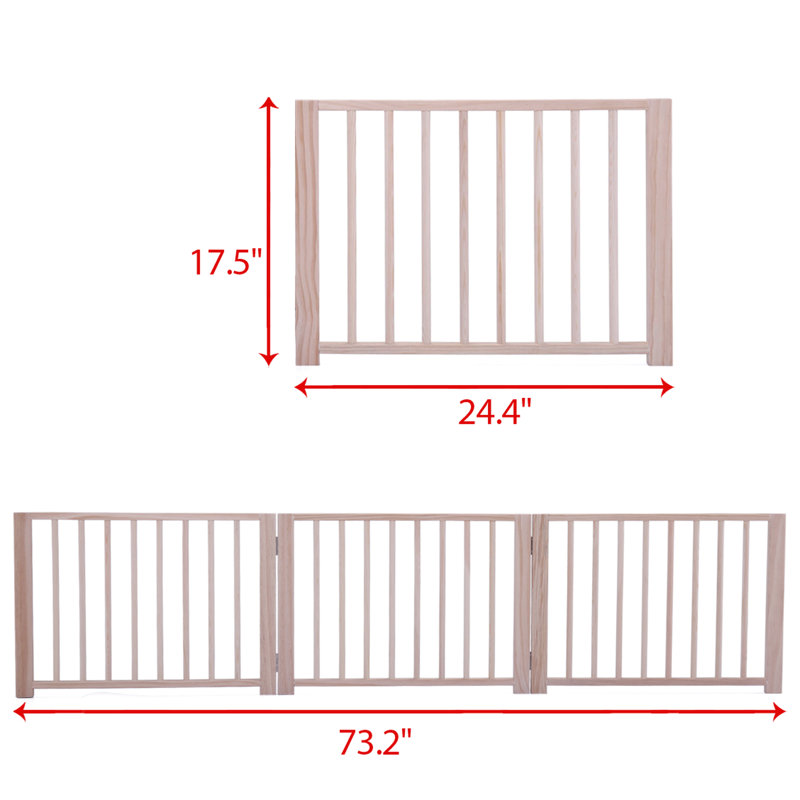 Clôture d'intérieur pour animaux de compagnie 17,5 po, pin, pliable pour créer des zones de 17,5 po pour les espaces, définir des zones