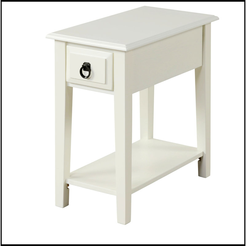 White 1-Drawer Accent Table With Shelf
