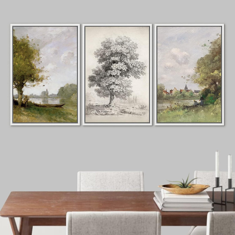 Forest Tree Field 3 pièces, H 24 po x l 16 po x P 1,5 po, Blanc