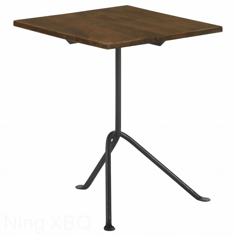 Table d'appoint brun foncé avec pieds en trépied bronze industriel