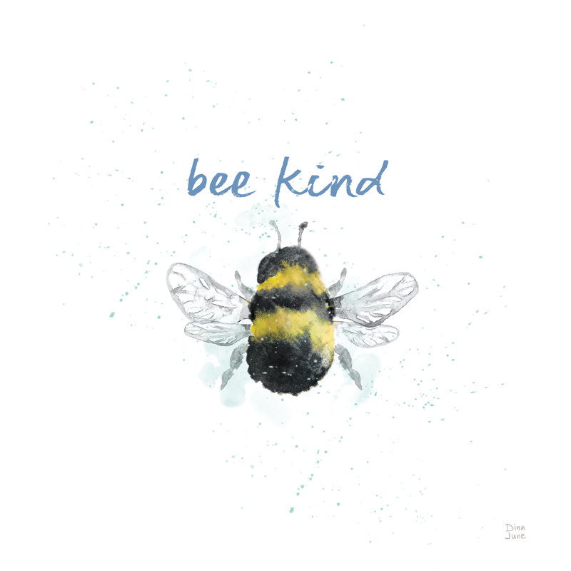Bee Harmony VII - blanc, Non, H 12 po x l 12 po, Toile encadrée noire