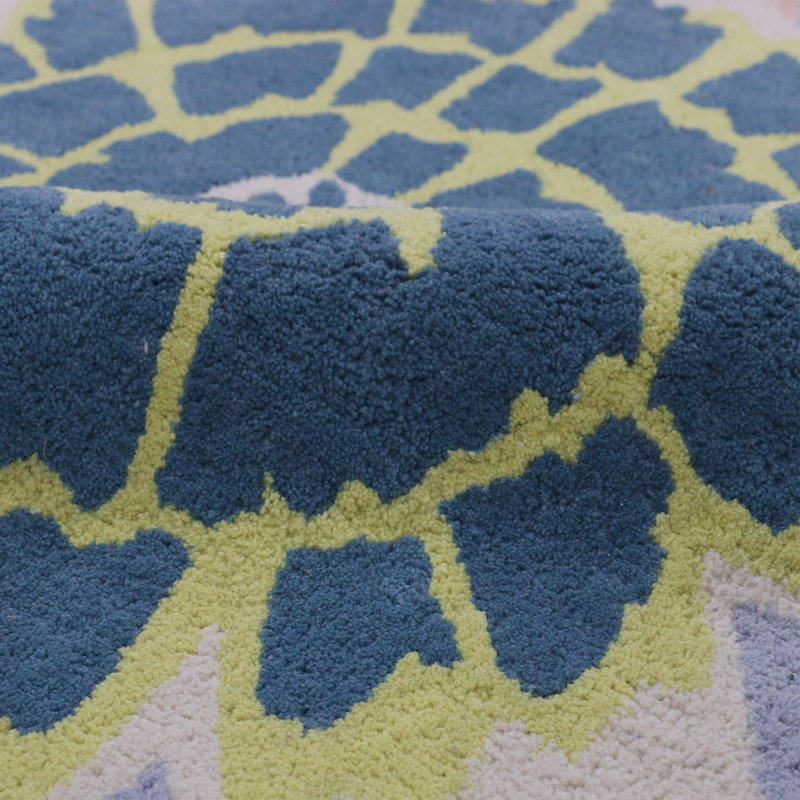 Floral Area Rug in Pink/Blue/Lime, Round 9'