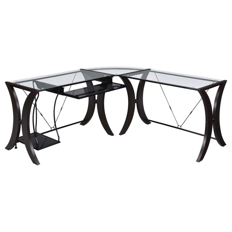 L-Shaped Glass Top Computer Desk