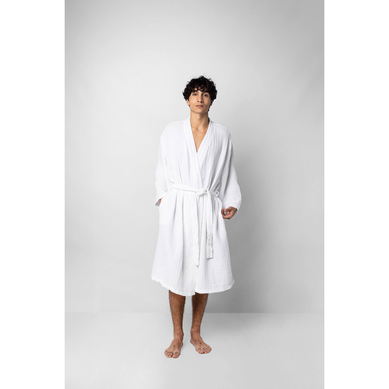 Kimono en mousseline de coton, Blanc, P / M