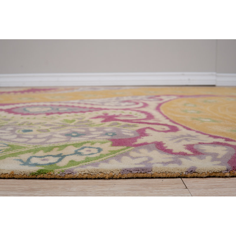 Opulent Nina Black Hand Tufted Wool Orange Transitional Floral Area Rug, Rectangle 7'9" x 9'9"
