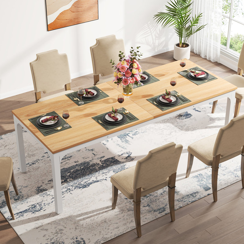 Lamekia Metal Base Dining Table, White, White