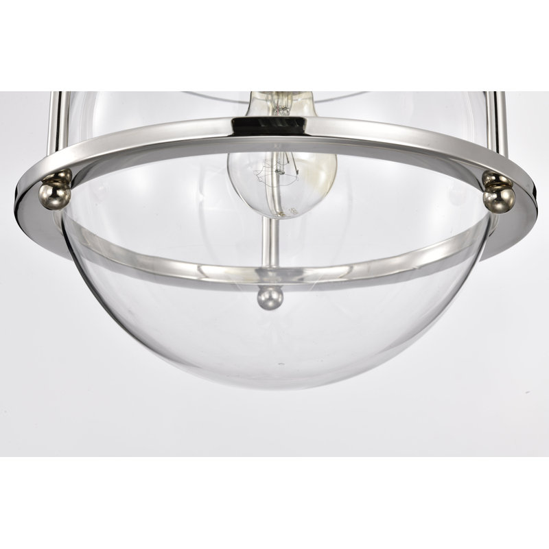 Luminaire suspendu bol 1 lumière Westway, Nickel poli