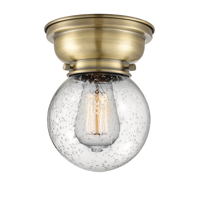 Plafonnier encastré en verre Lorri, Laiton antique, Ampoule non incluse, Grainé