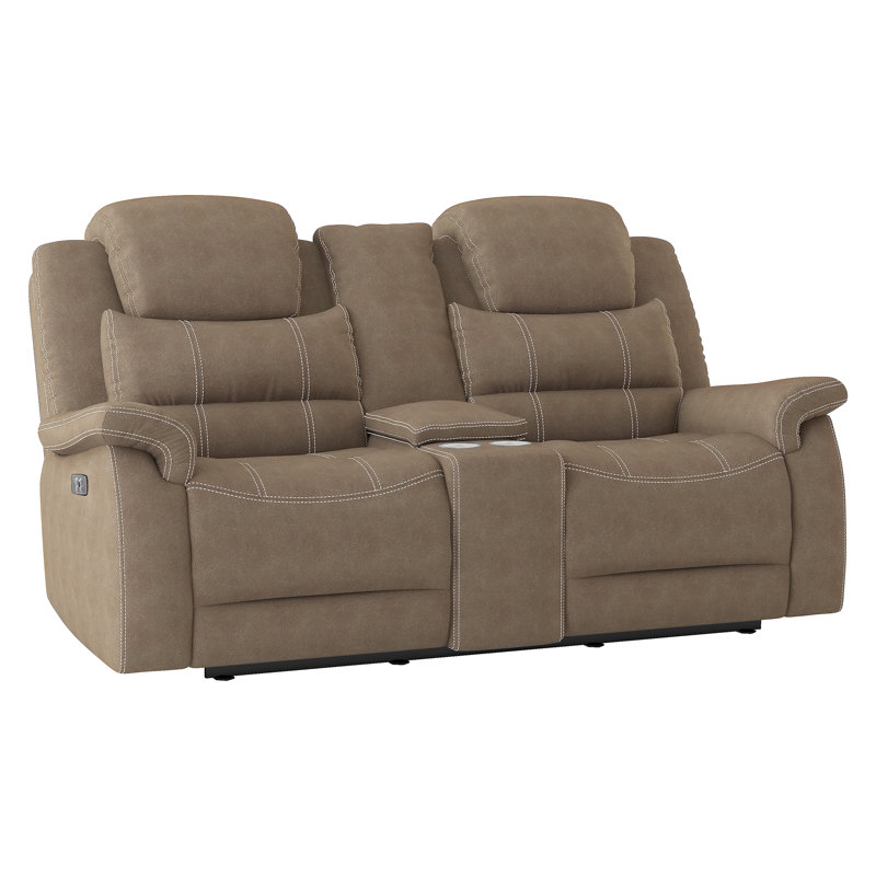 Rosnay Causeuse inclinable double W, Microfibre/microsuède brun