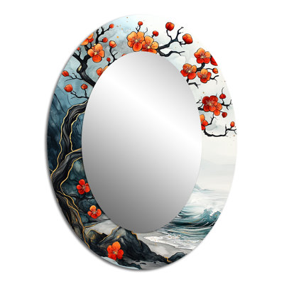 Blue Cherry Blossom Branch In China I - Miroir mural traditionnel