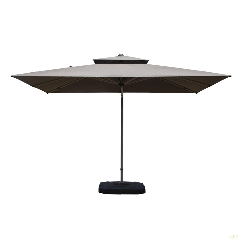 Parasol en porte-à-faux rectangulaire 9 pi x 11 pi avec mât central (base non incluse), Grey