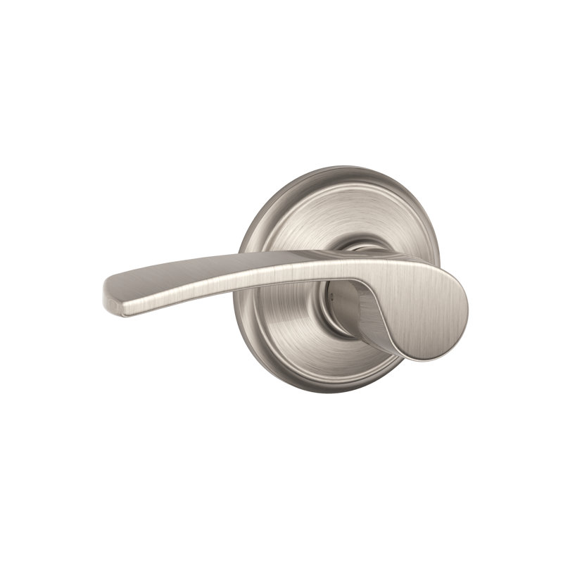 Merano Passage Door Lever with Rosette, Satin Nickel