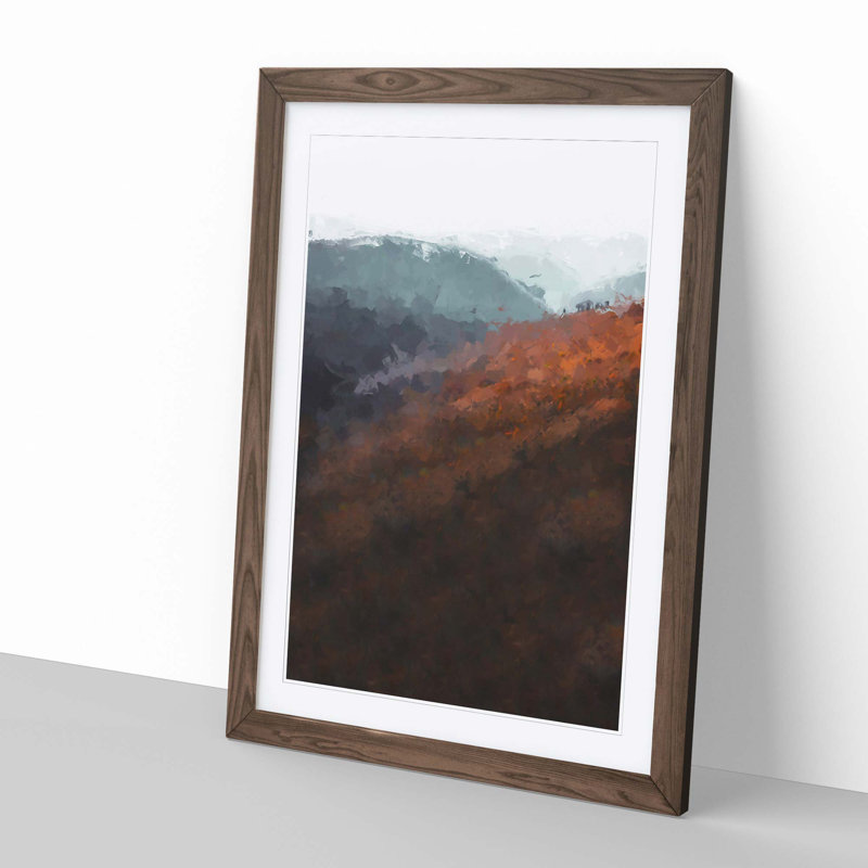 Road Through an Autumn Forest in Abstract - Picture Frame Graphic Art Print, 91cm H x 60cm W x 2cm D, Walnut