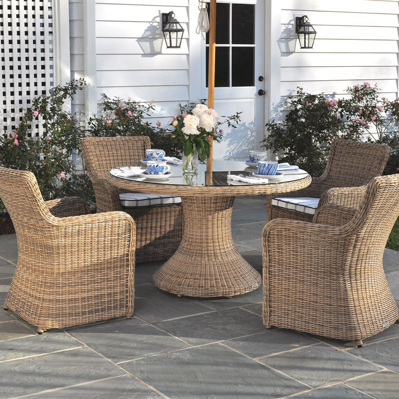 Sag Harbor Outdoor Round Dining Table, Mocha, 52" Diameter x 30" H