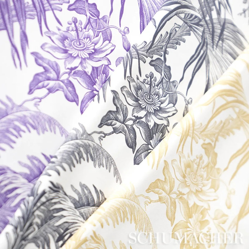 Schumacher x Jill Lasersohn Toile Tropique Fabric, Black