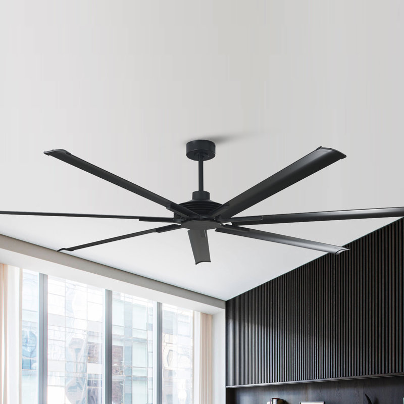 Ventilateur de plafond commercial extra large en aluminium de 100 po avec télécommande et ventilateur de plafond à 6 vitesses à courant continu sans lumière pour entrepôt / garage / atelier / salle de sport